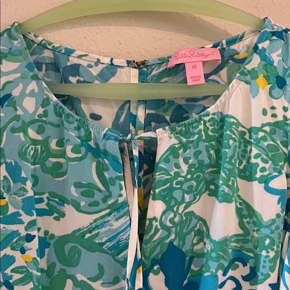Lilly Pulitzer Green & Blue Floral Keyhole Dress